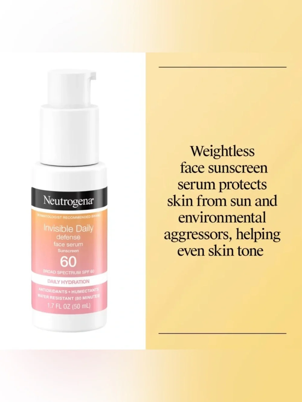 Neutrogena Invisible Daily Defense Face Serum SPF 60 - Antioxidants